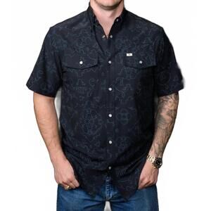 NEW FERRELL carson short sleeve snap shirt in black